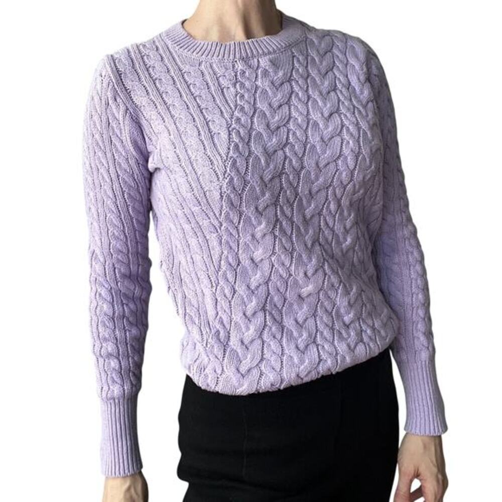 J Crew Diagonal cable-knit sweater purple xs